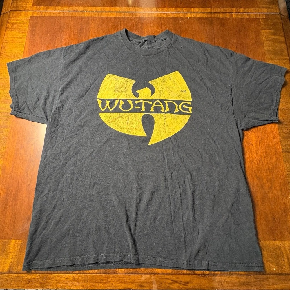 Wu-Tang Clan Logo Black T-Shirt Yellow Wutang Hip Hop Rap Tee Size XXL